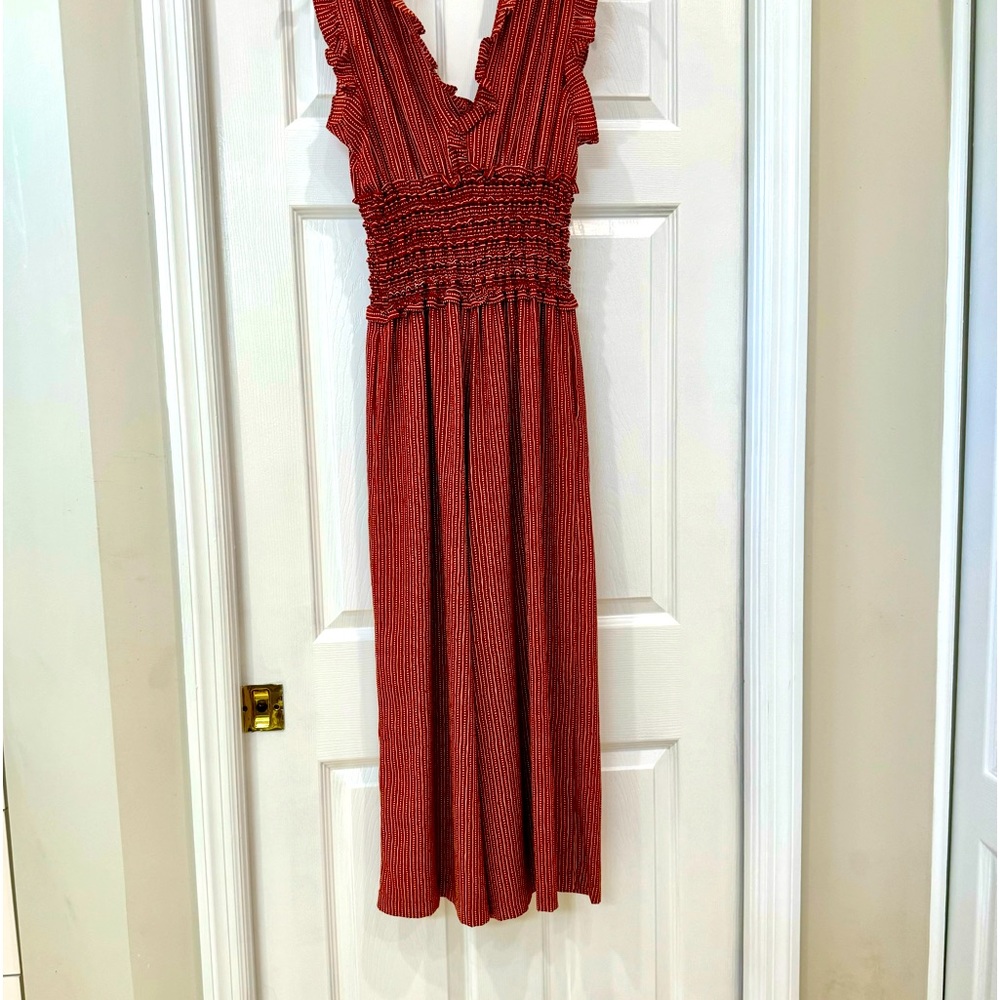 V Ruffle neck Jumpsuit